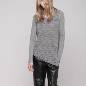 Helmut Lang Asymmetrical Open Knit Cashmere Wool Blend Sweater Top Size Medium‎